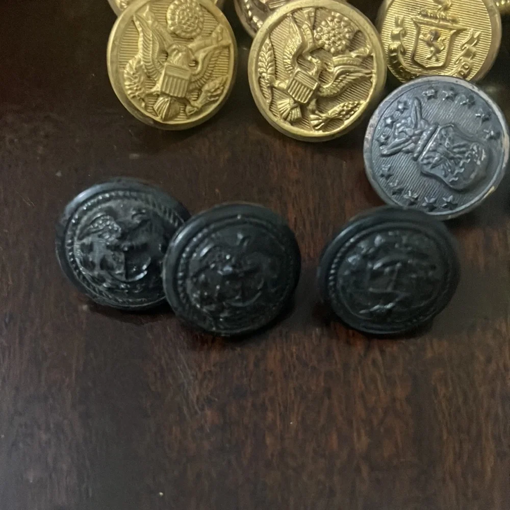 Lot of Vintage Military Buttons Brass & Black